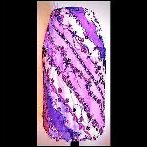 Purple, Pink Sequin Mesh Skirt: Knee Length, Wide Stripe, Sheer Layer, Sz. 5/6